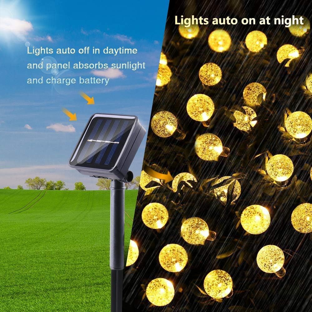 Toodour Solar Globe String Lights, 56 ft, 100 LED, Warm White