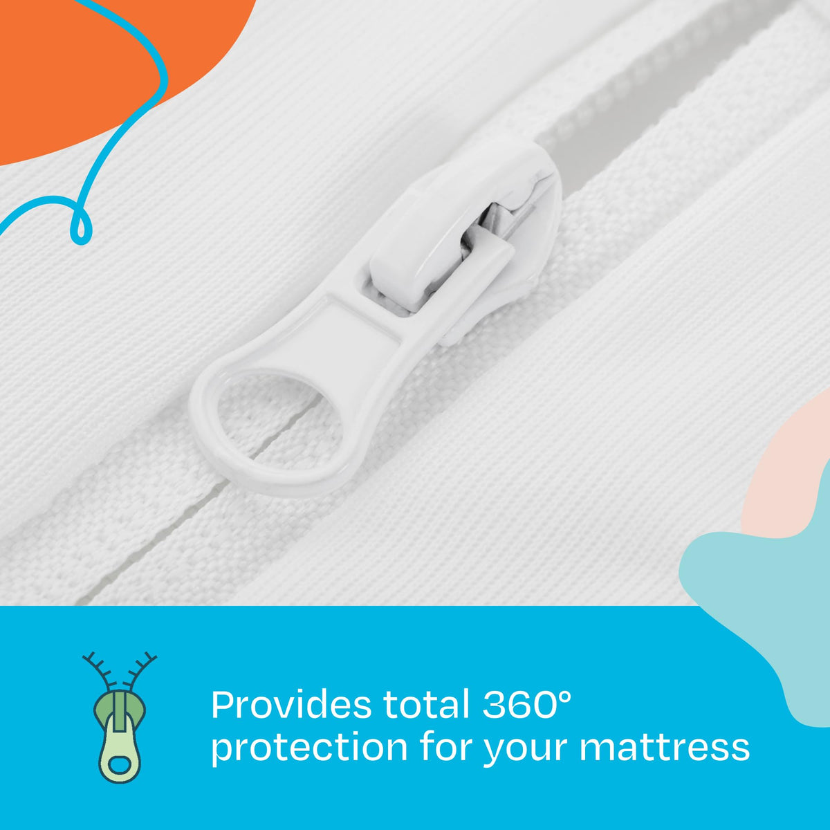 Linenspa Zippered Waterproof Mattress Encasement, Queen, White