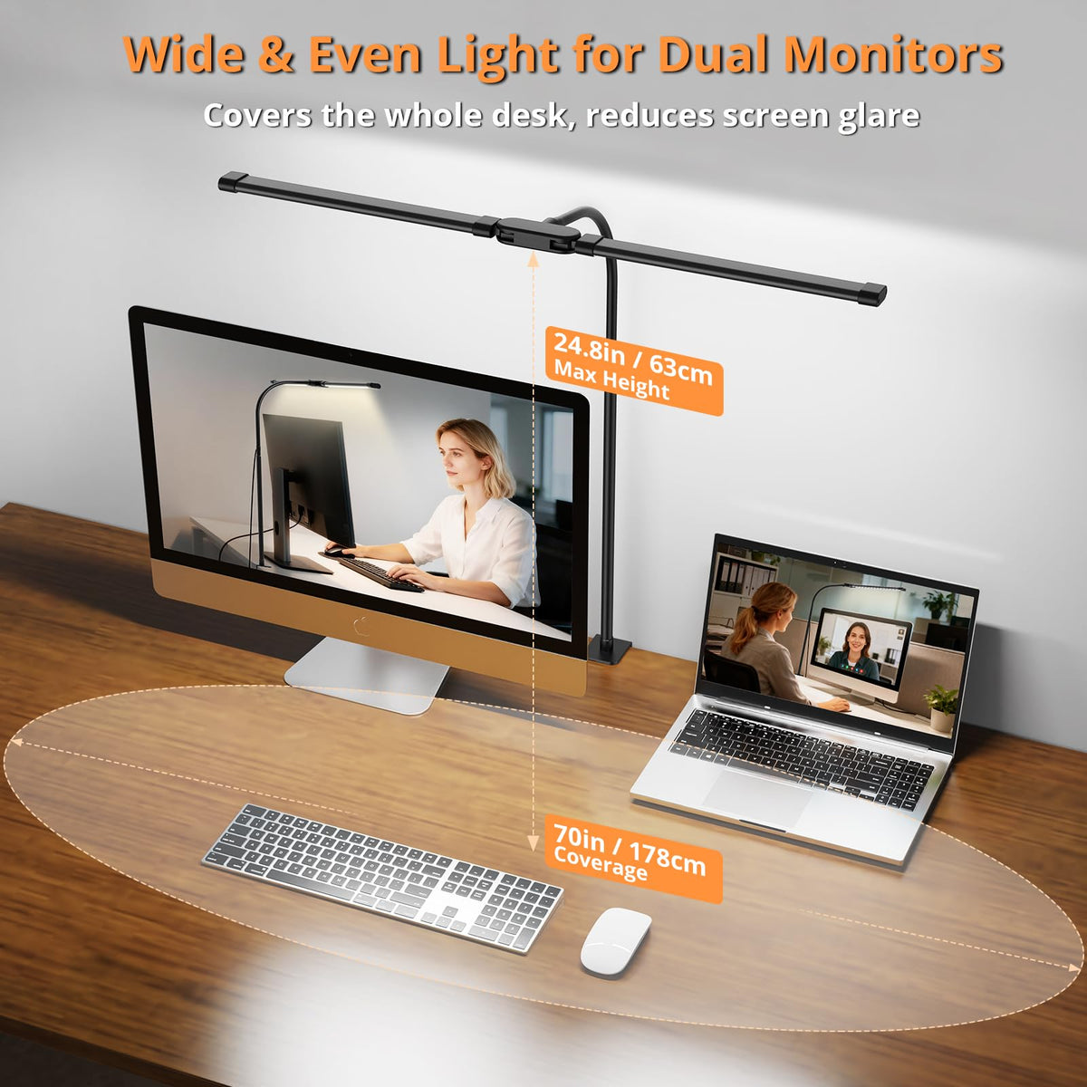 Clamp Desk Lamp with Double Head and 50 Lighting Modes
