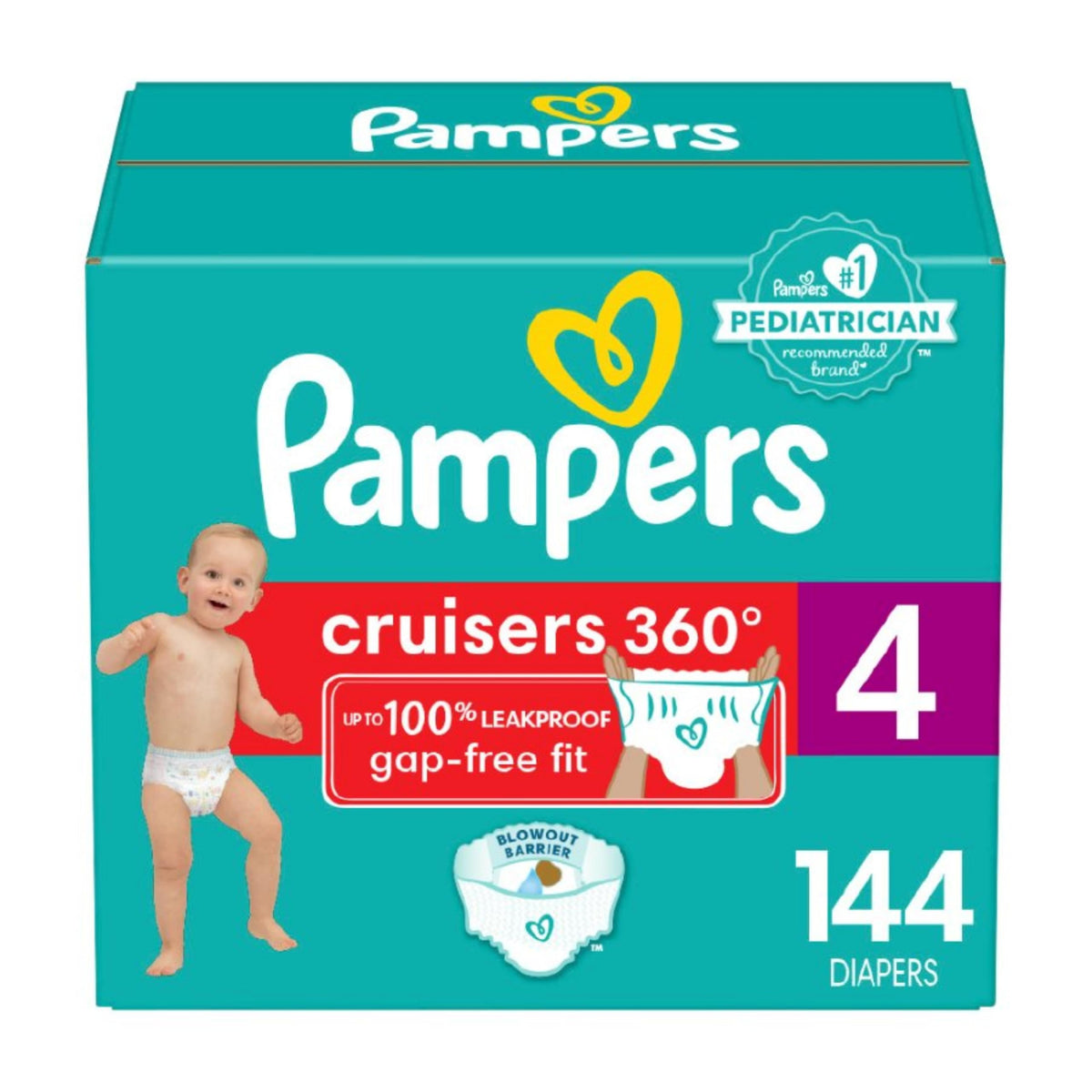 Pampers Cruisers 360 Pull-On Diapers, Size 4 (22-37 lbs), 144 Count