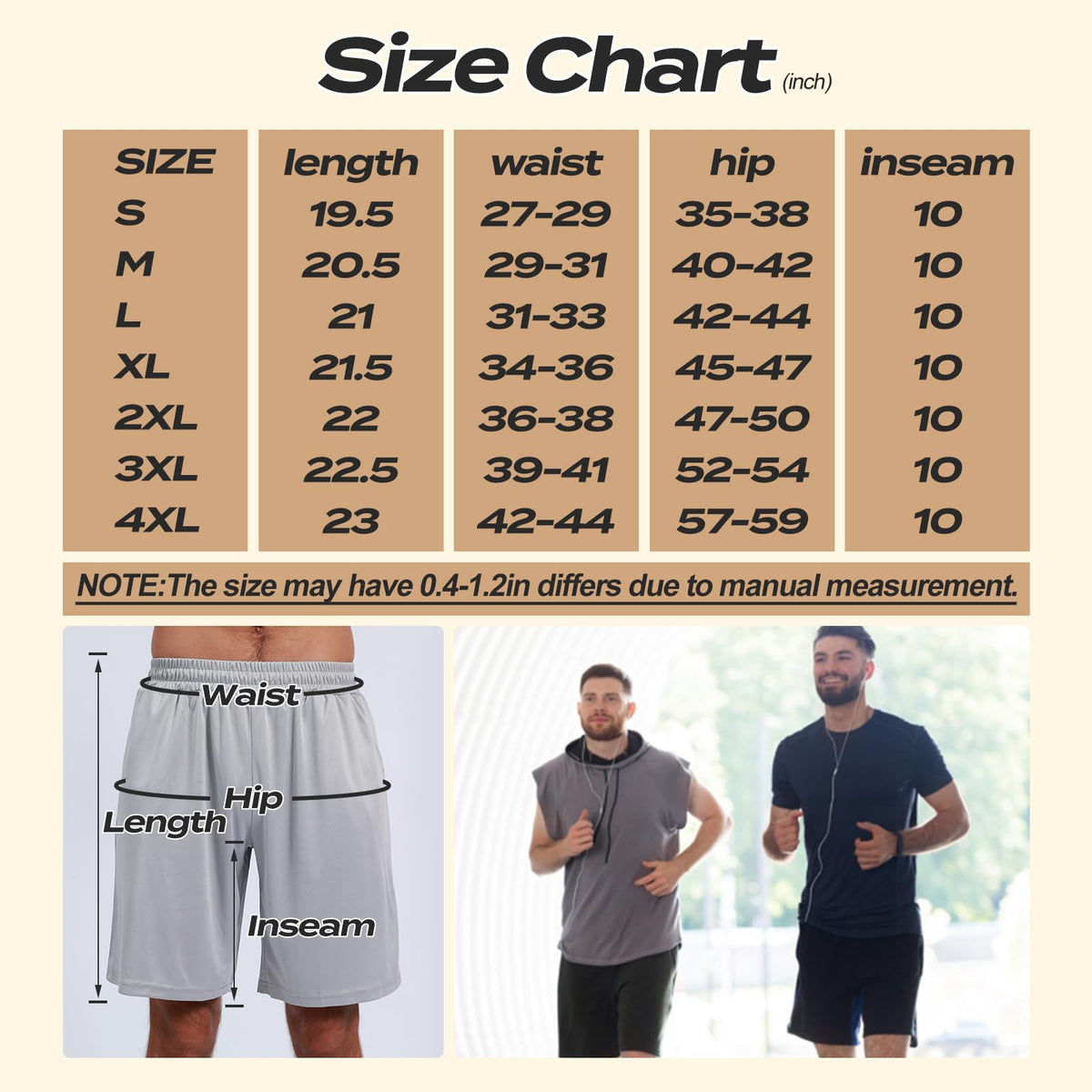 BOOJO Men's Quick-Dry Athletic Shorts with Pockets, 5-Pack