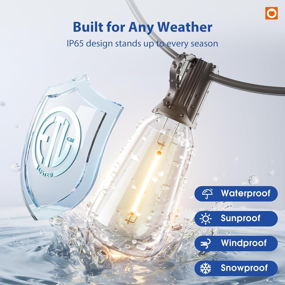 addlon Outdoor String Lights, 100FT (50FTx2), 32 LED Bulbs