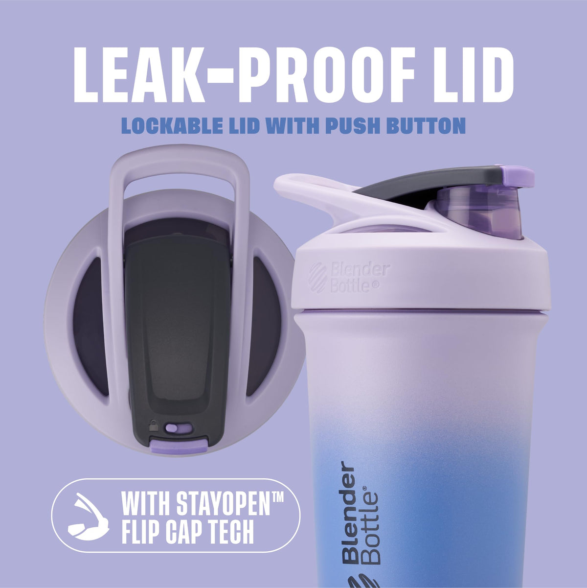 BlenderBottle Strada Sleek Insulated Bottle, 25 oz, Lavender Ombre