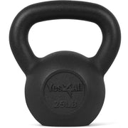 Yes4All Solid Cast Iron Kettlebell, 25 lbs, Black