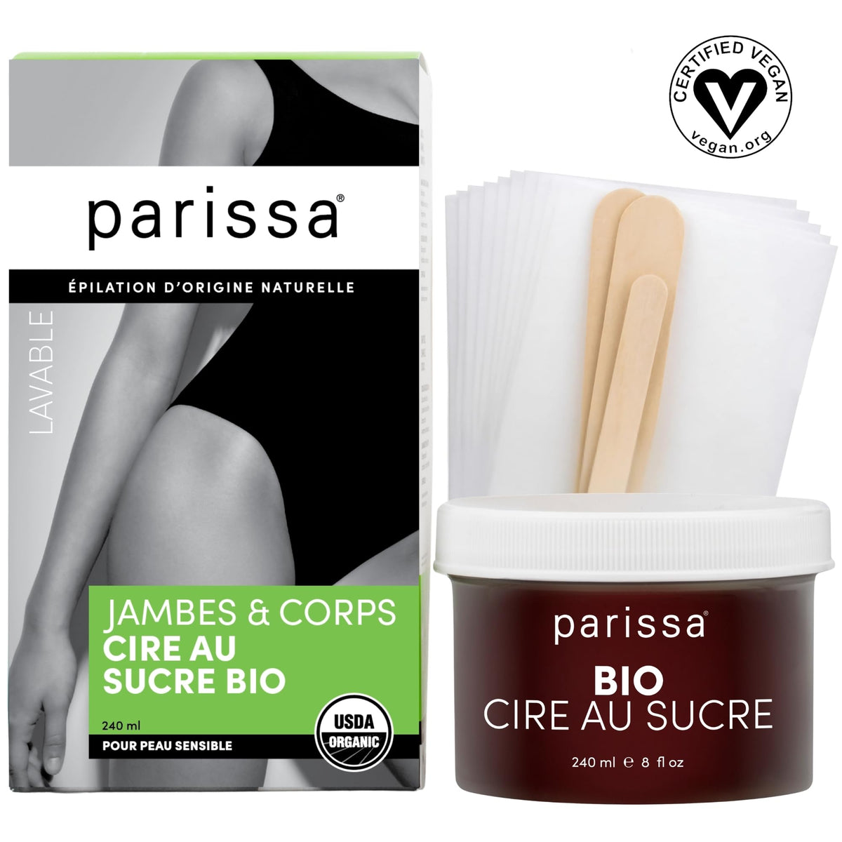 Parissa Organic Sugar Wax Kit for Hair Removal, 8 fl oz