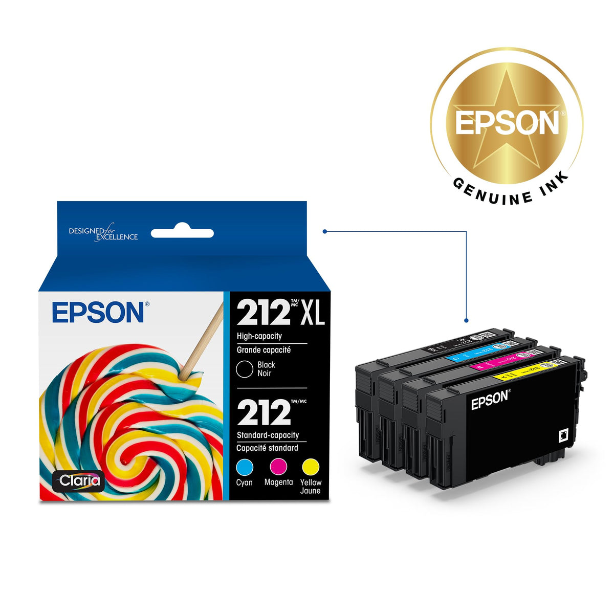 Epson 212 XL Black and Standard Colour Ink Cartridge Combo Pack