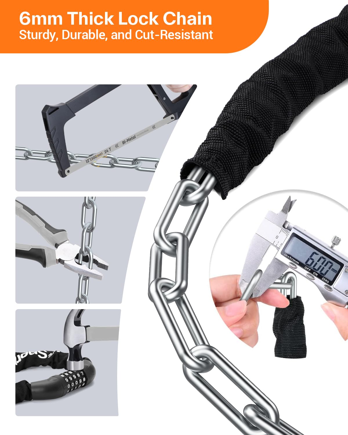 5-Digit Resettable Combination Bike Chain Lock