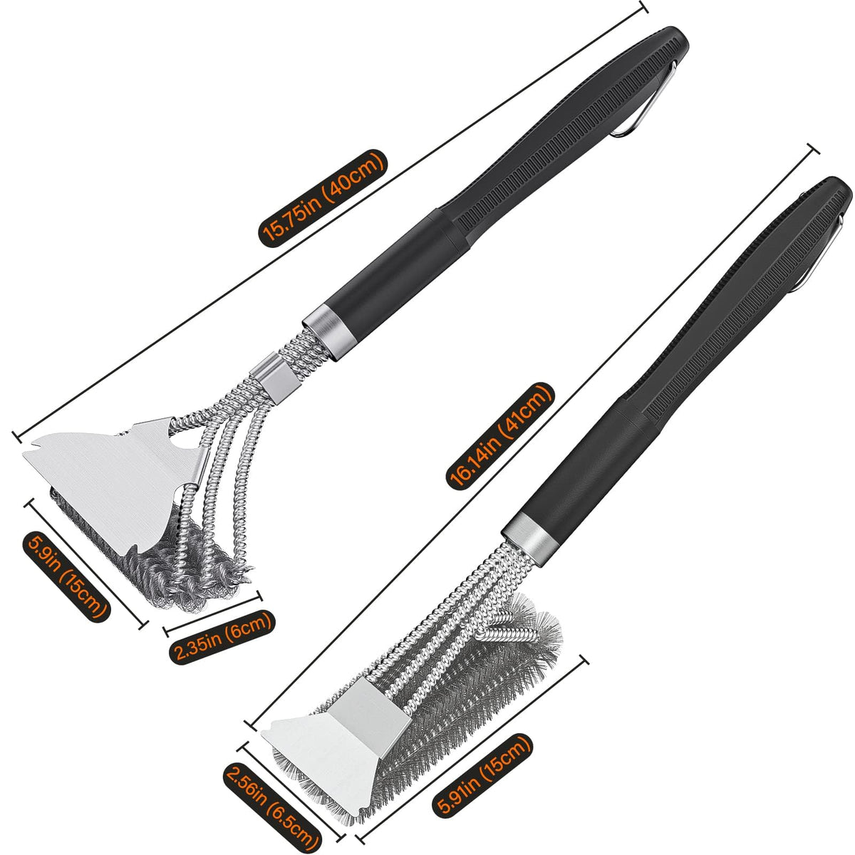 Stainless Steel BBQ Grill Brush with Scraper (2 Pack)