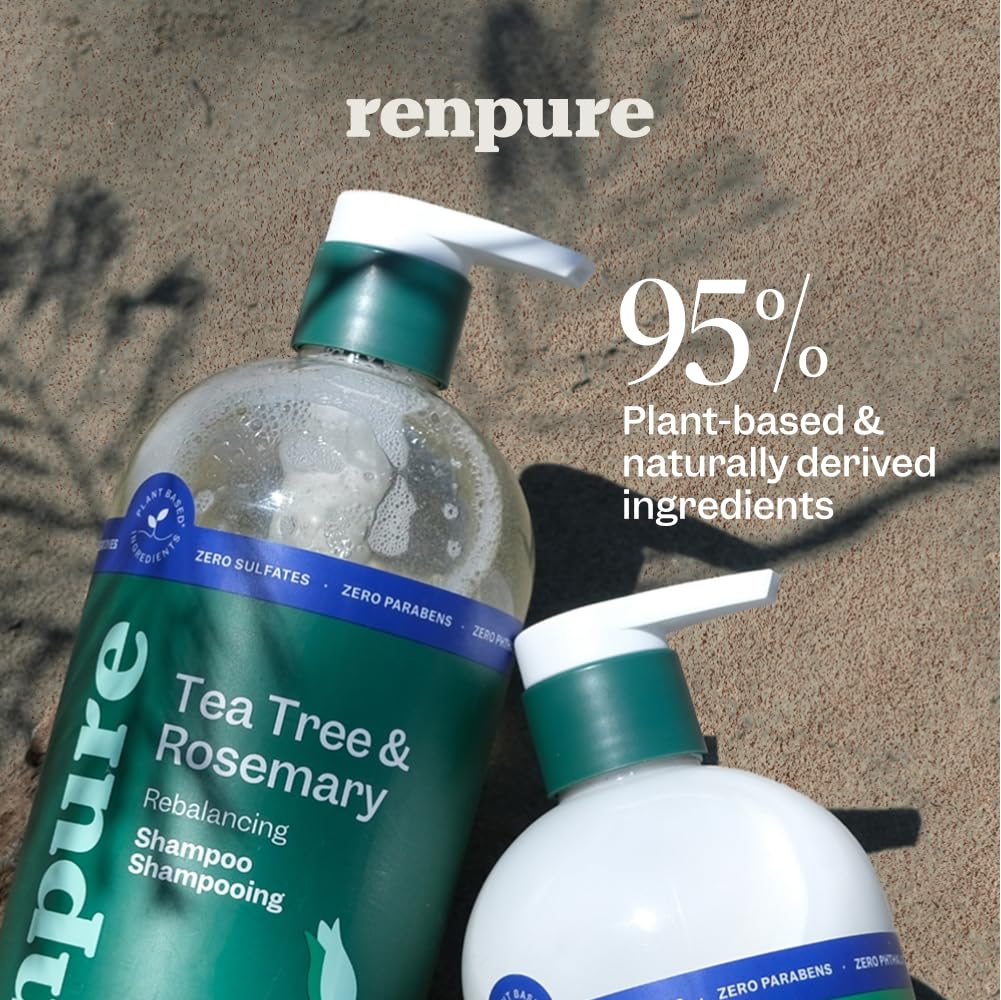 Renpure Tea Tree and Rosemary Shampoo and Conditioner, 24 Fl Oz x2