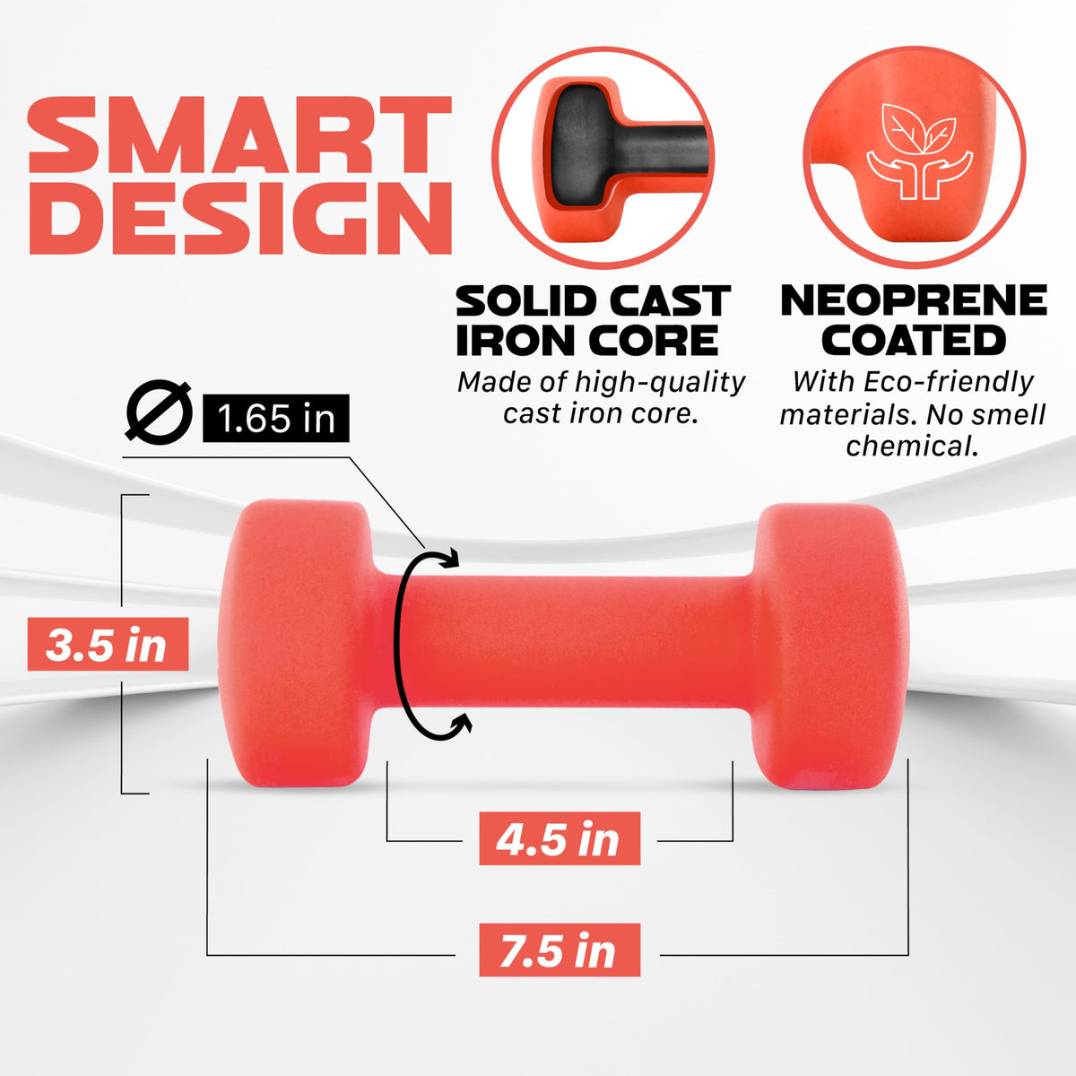 Yes4All Neoprene Dumbbells Pair, D. Red, 9lbs