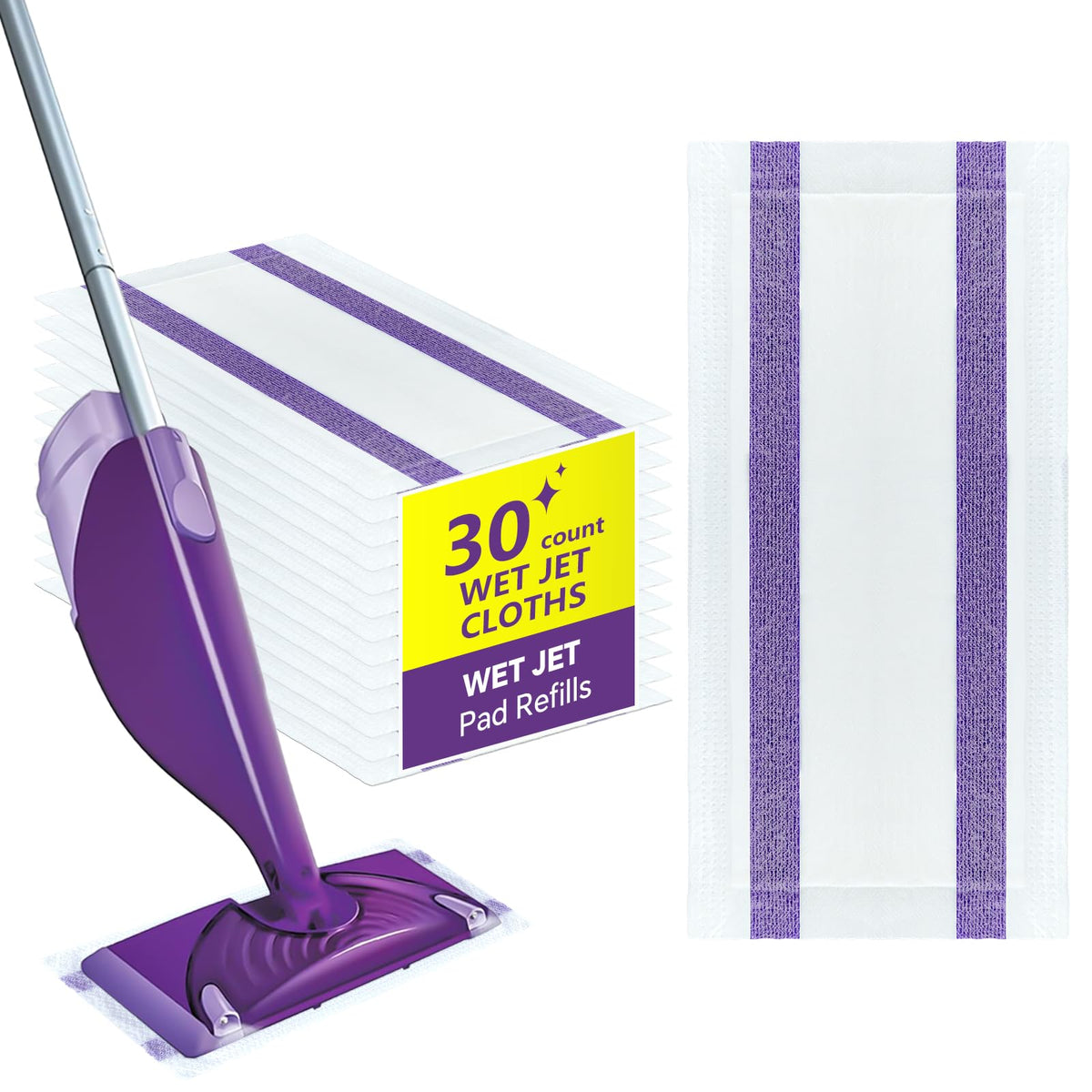 Disposable Wetjet Pad Refills for Swiffer Wetjet, 30 Count