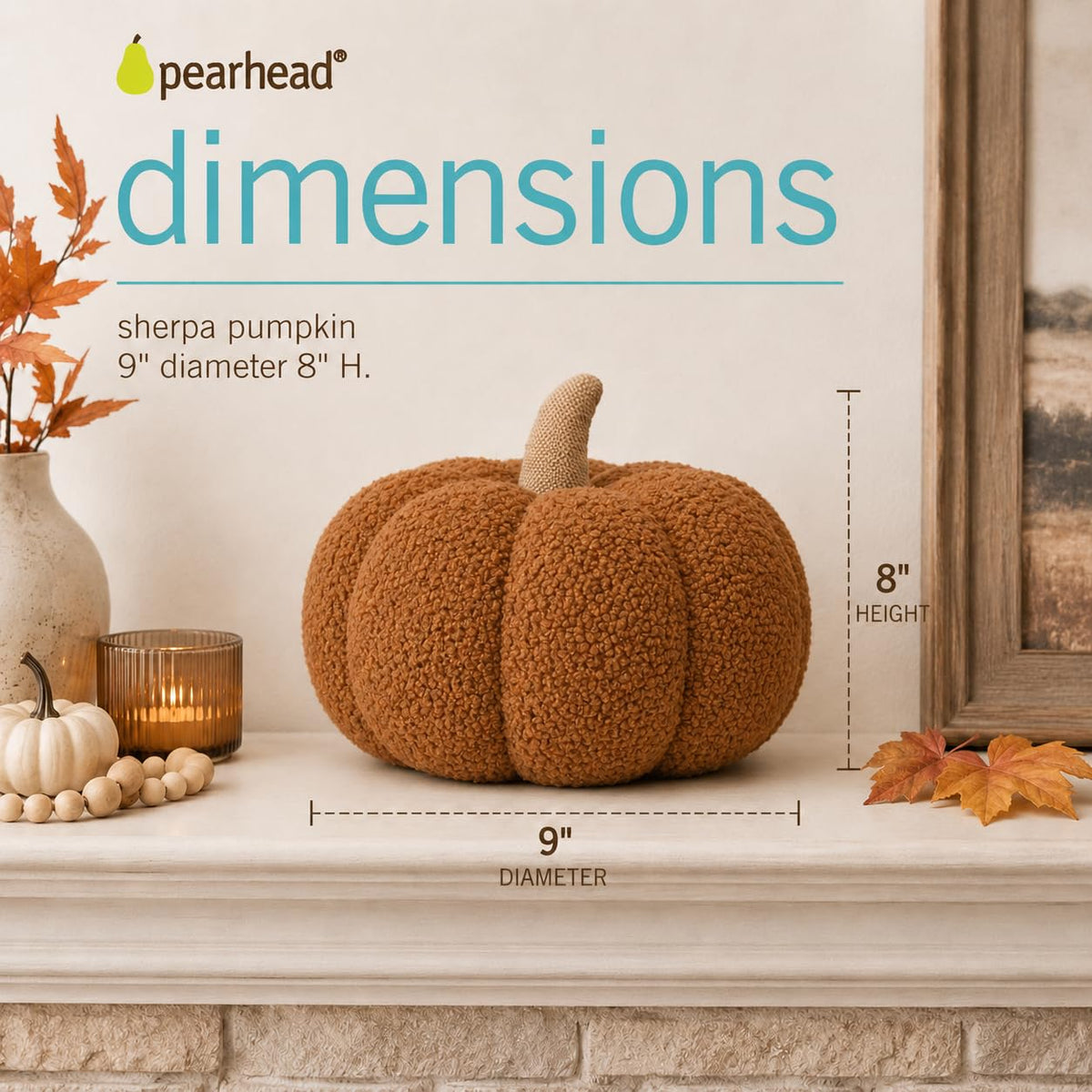 Pearhead Sherpa Pumpkin Pillow, Rust Orange