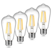 Ascher Vintage LED Edison Bulbs, ST58, 6W, E26 (4 Pack)