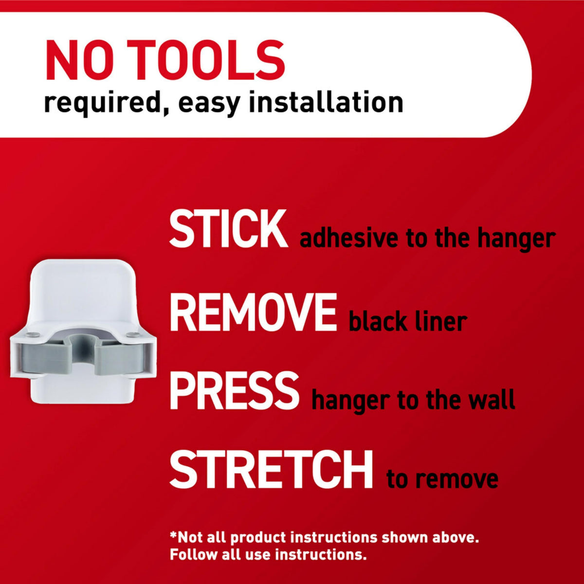 Command Broom and Mop Grippers, 3 Hangers and 6 Strips, Up to 4 lb