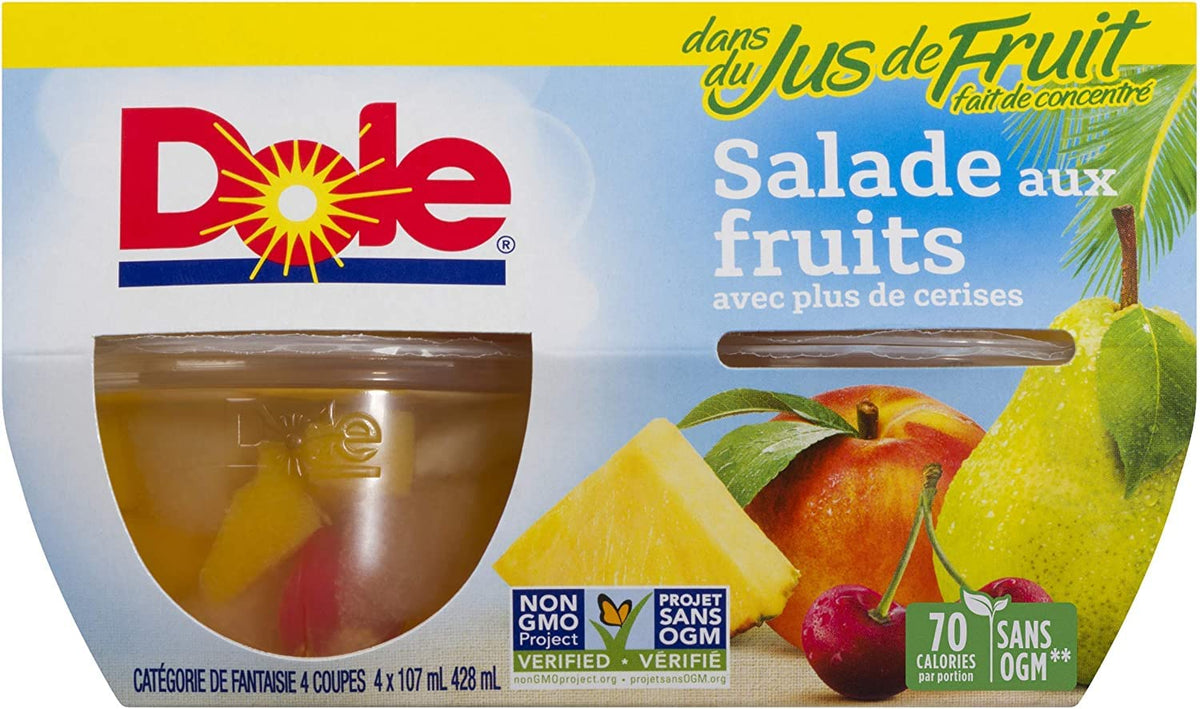 Dole Fruit Bowls, Fruit Salad with Extra Cherries, 107ml, 24 Cups