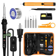 80W LCD Adjustable Temperature Soldering Iron Kit, 12-in-1
