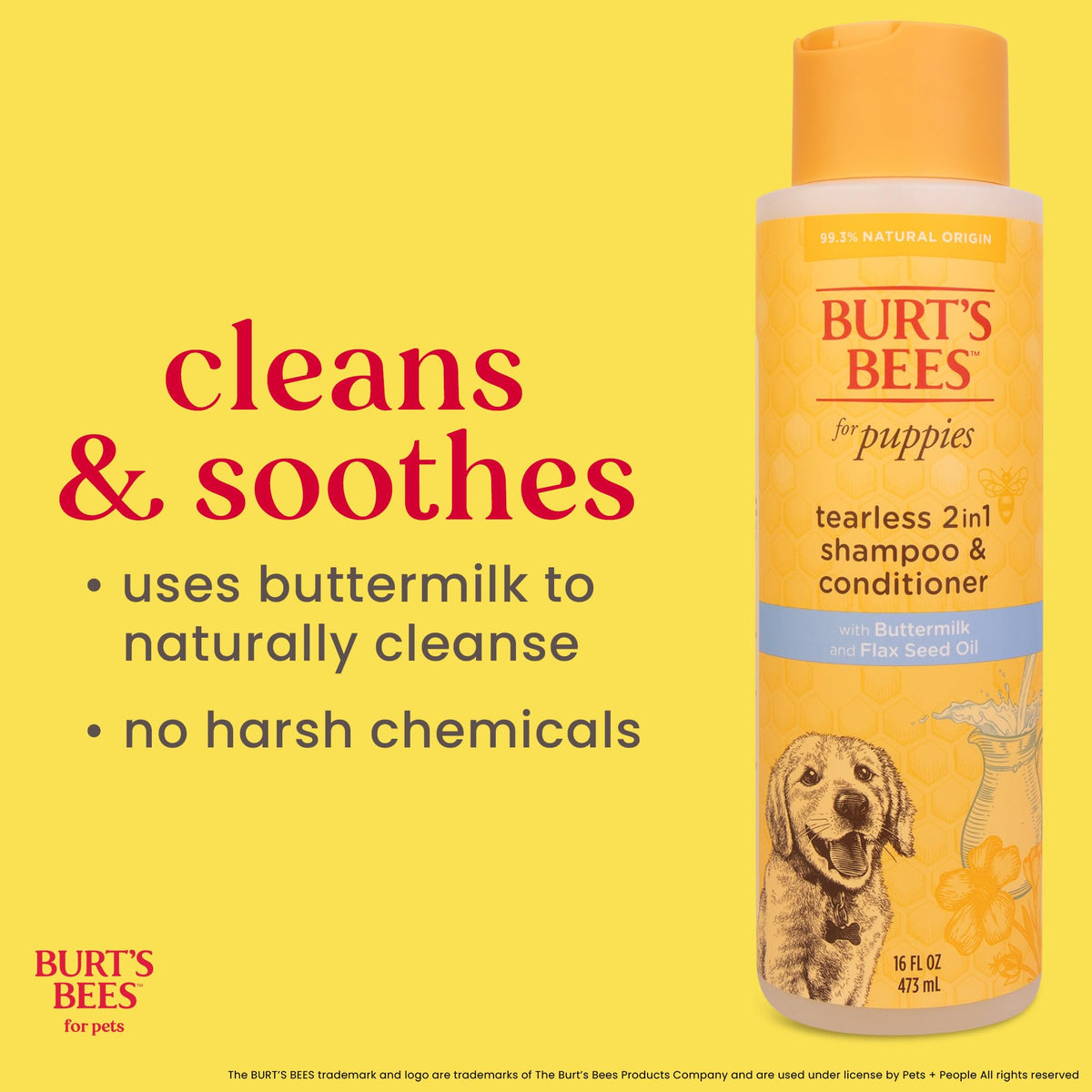 Burt's Bees for Pets Puppy 2-in-1 Shampoo & Conditioner, 16 oz