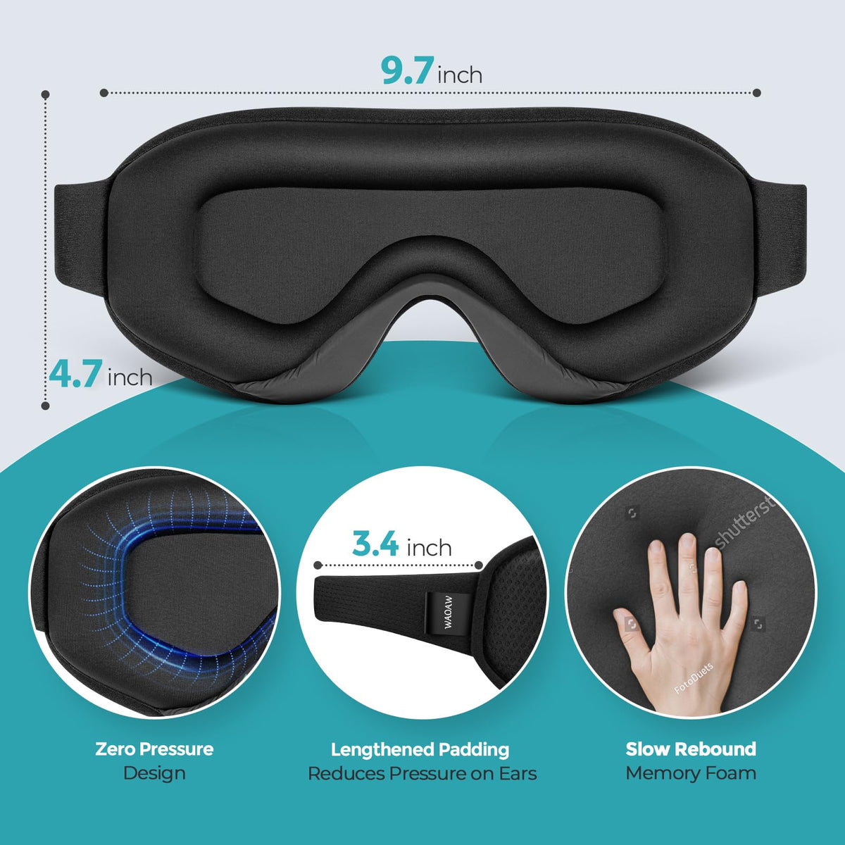 WAOAW 3D Contoured Blackout Sleep Mask, Black