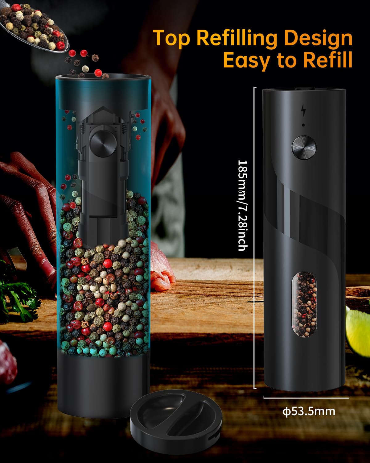 Circle Joy Electric Salt and Pepper Grinder Set, Rechargeable
