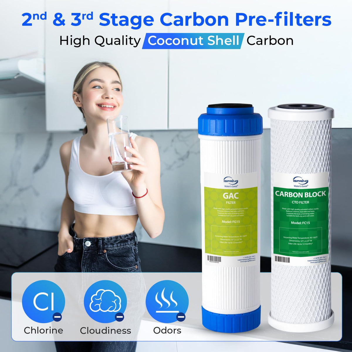 iSpring F3 6-Month Prefilter Replacement Filter Cartridge Pack, White