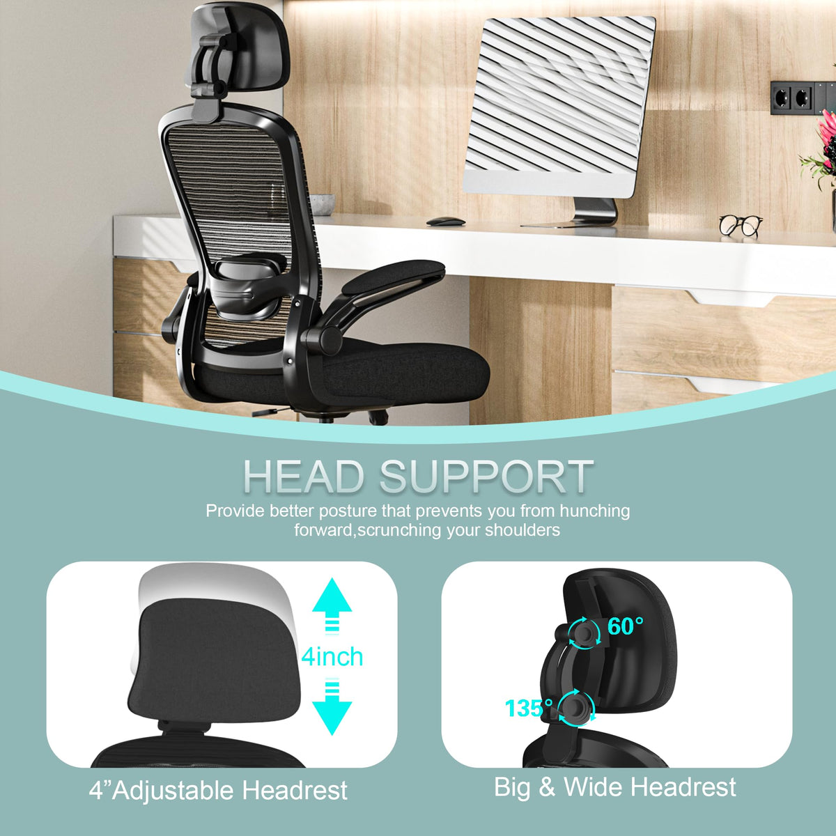 Mimoglad High Back Ergonomic Office Chair, Black