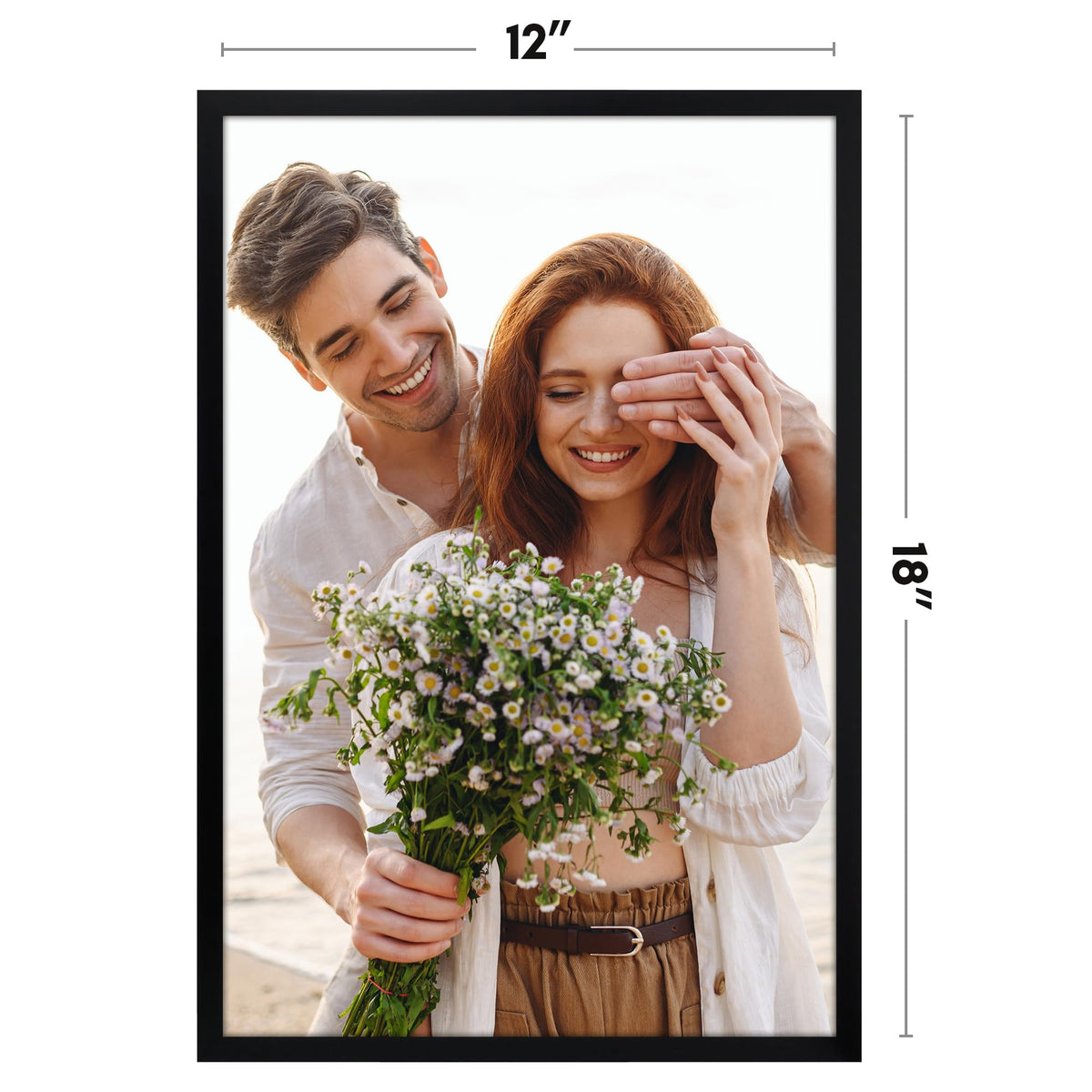 Americanflat 12x18 Poster Frame, Streamline Collection, Black