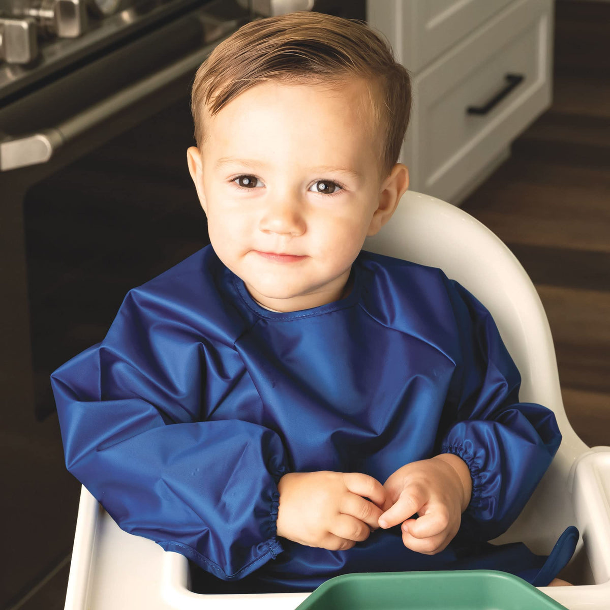 Tiny Twinkle Mess Proof Baby Bib, 2 Pack, Grey/Indigo, 6-24M