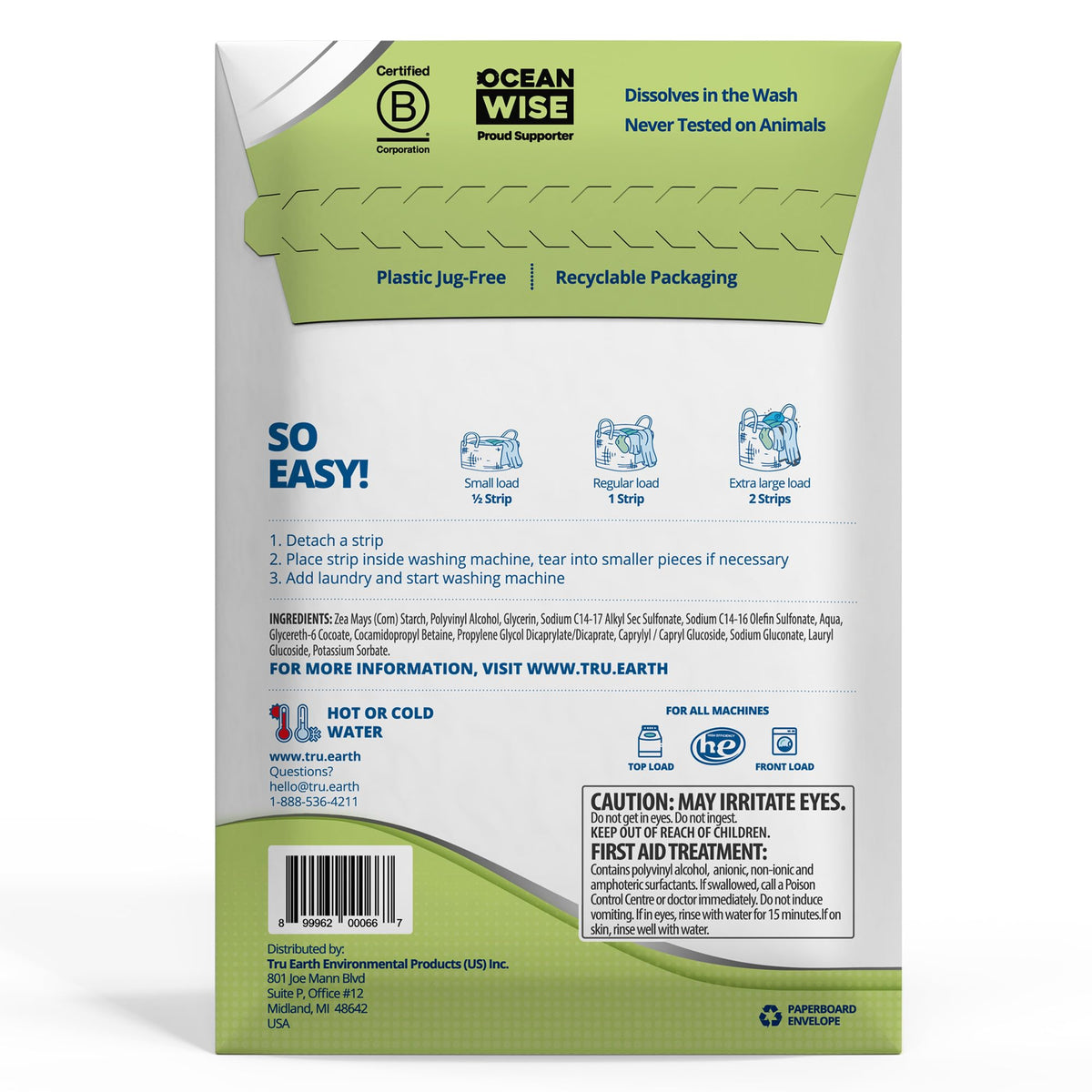 Tru Earth Platinum Laundry Detergent Sheets, Fragrance Free, 64 Sheets