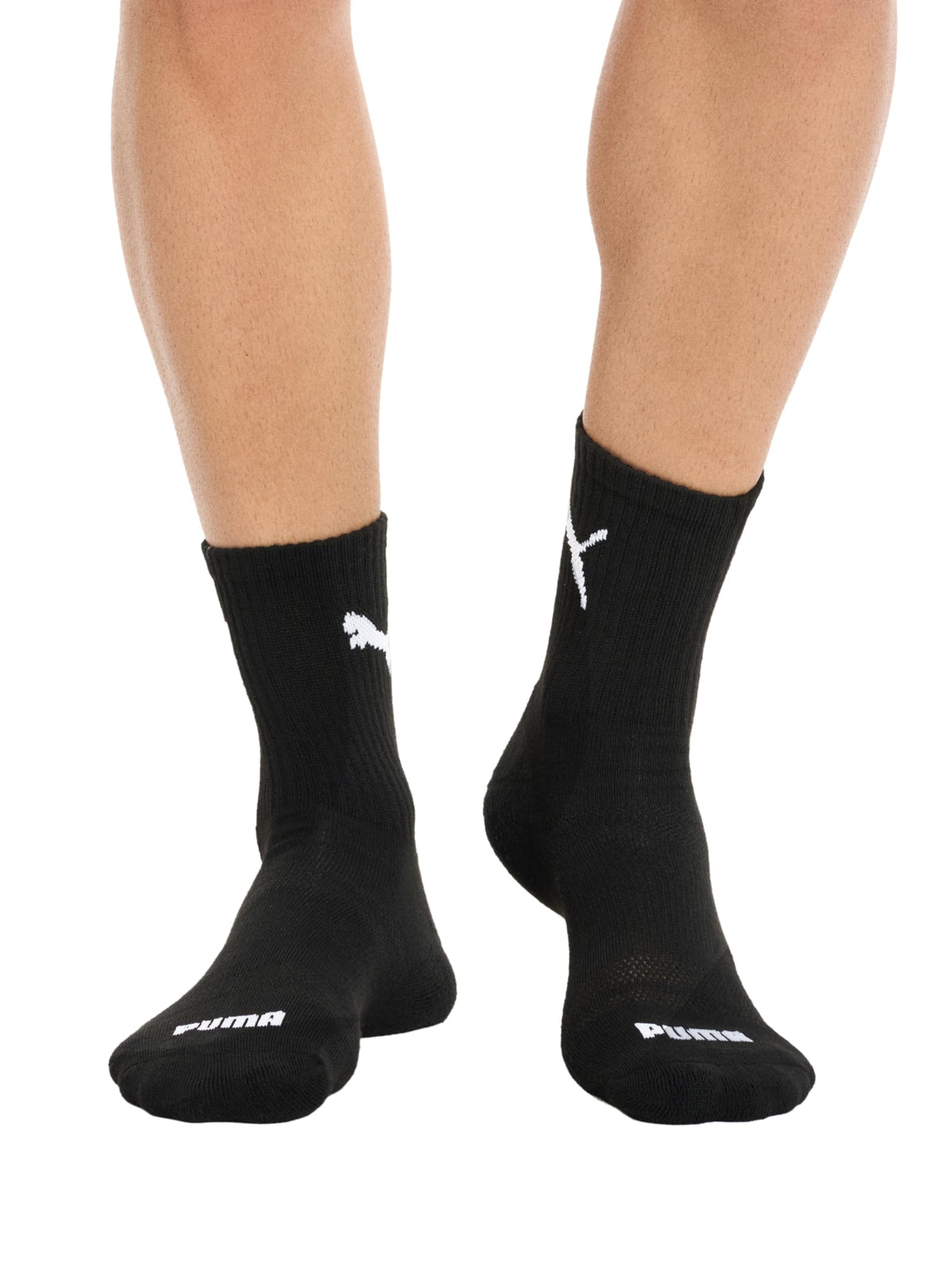 PUMA Men's Cushioned High Quarter Crew Socks, Black/White, 8 Pack