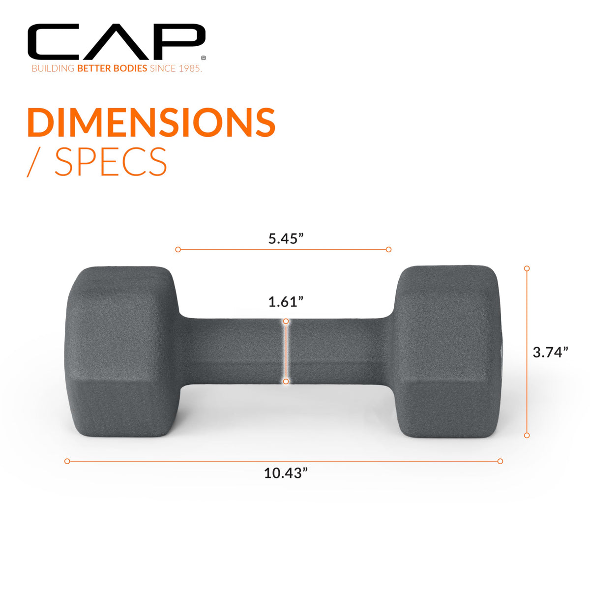 CAP Barbell 15 lb Neoprene Dumbbells, Pair, Ash