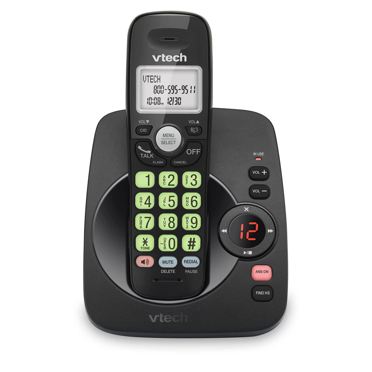 VTech VG104-11 DECT 6.0 Cordless Phone with Answering Machine, Black