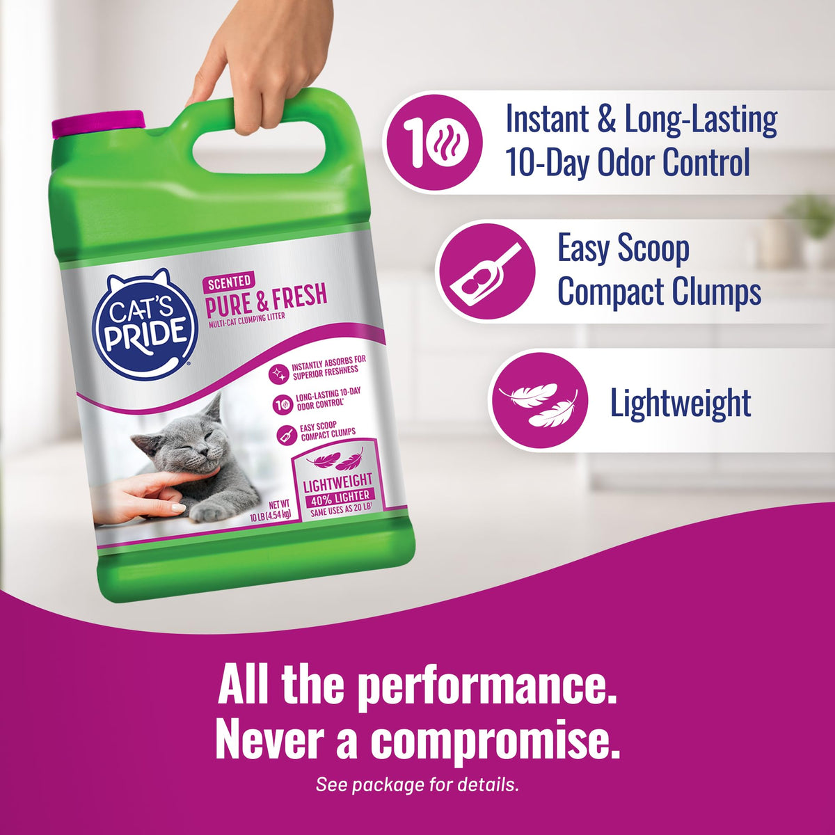 Cat's Pride Lightweight Clumping Litter, Pure & Fresh, 10 Pounds