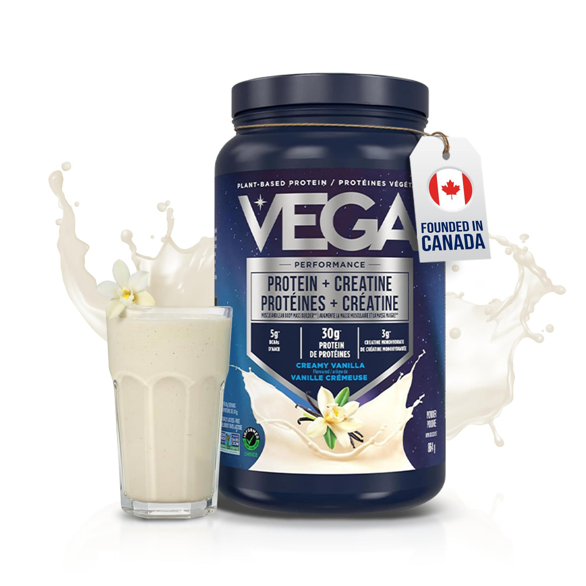Vega Protein + Creatine Plant-Based Protein Powder, Vanilla, 864 g