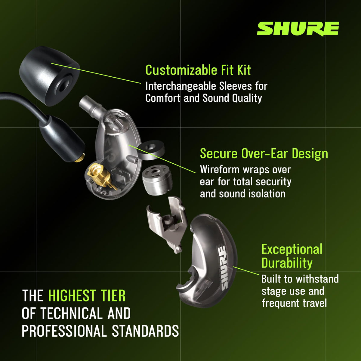 Shure SE215 PRO Sound Isolating Wired Earbuds, Clear