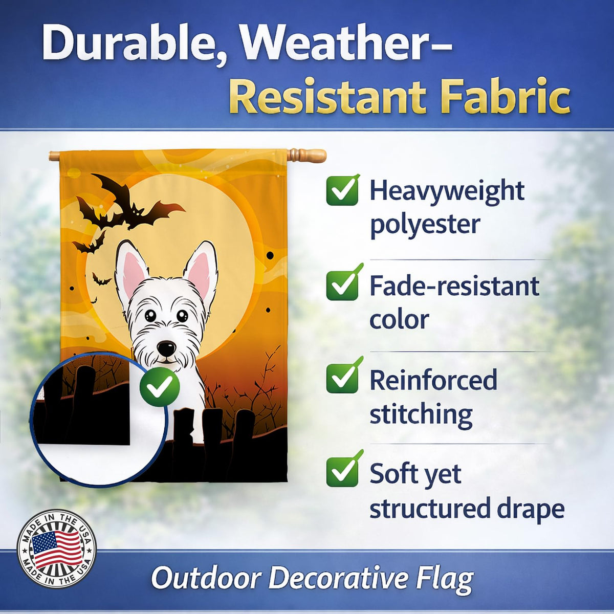 Caroline's Treasures Halloween Westie House Flag, Large