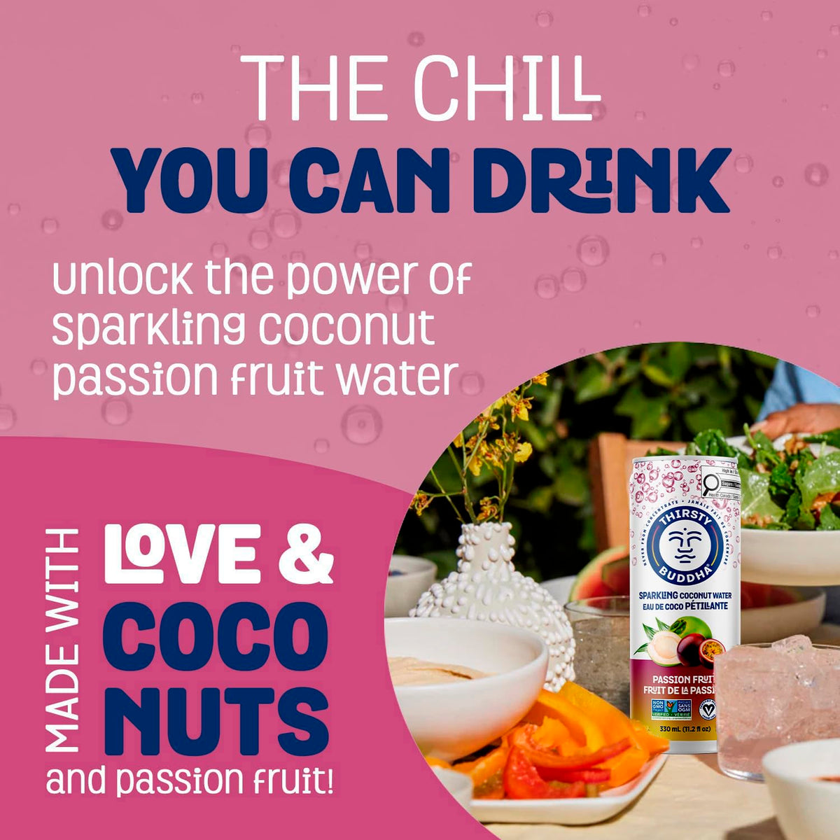 Thirsty Buddha Sparkling Coconut Water, Passion Fruit, 12 x 330 mL