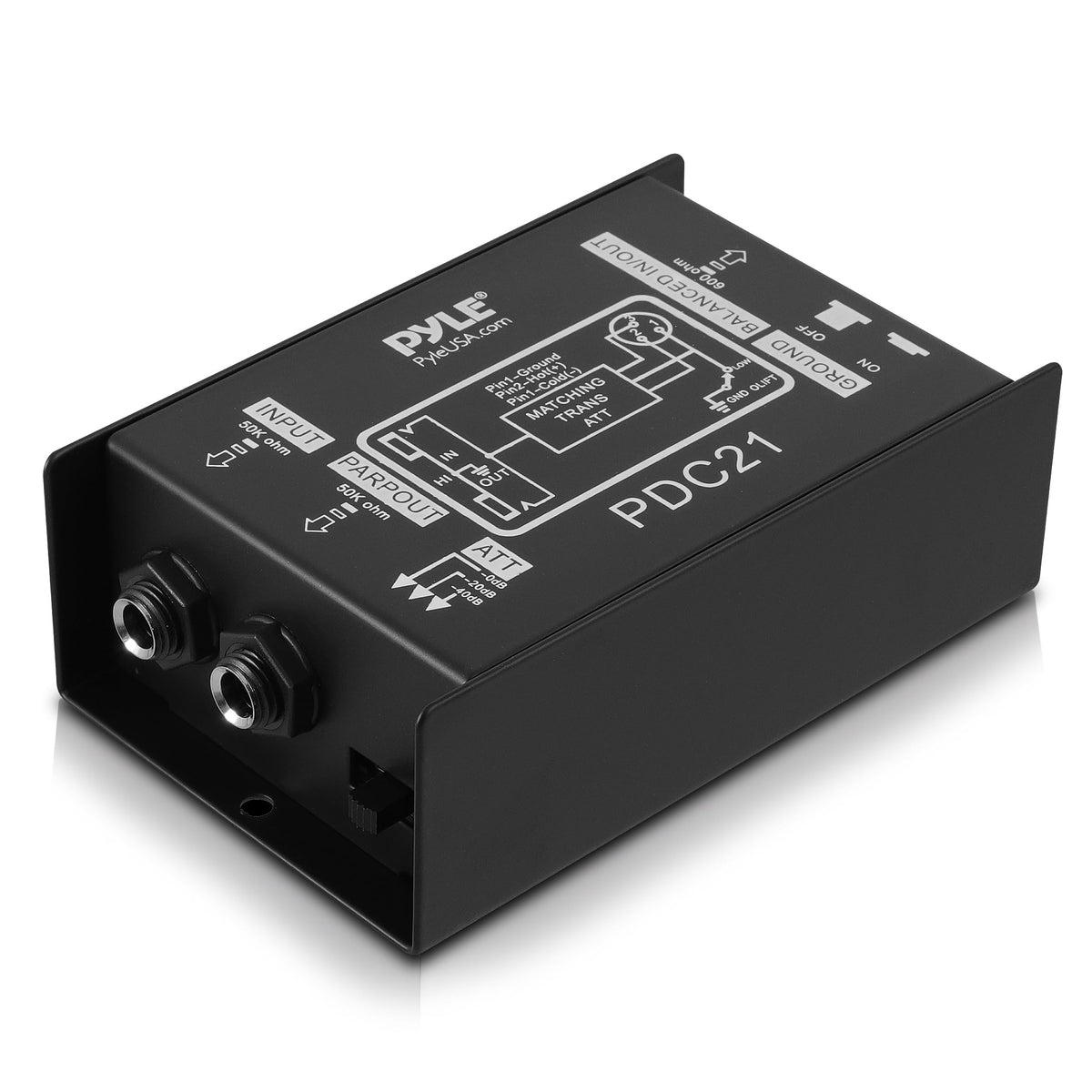 Pyle PDC21 Passive Direct Injection Audio Box, Black