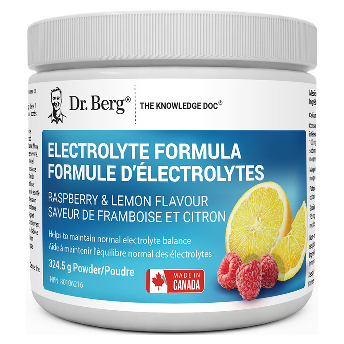 Dr. Berg Electrolytes Powder, Raspberry & Lemon, 50 Servings