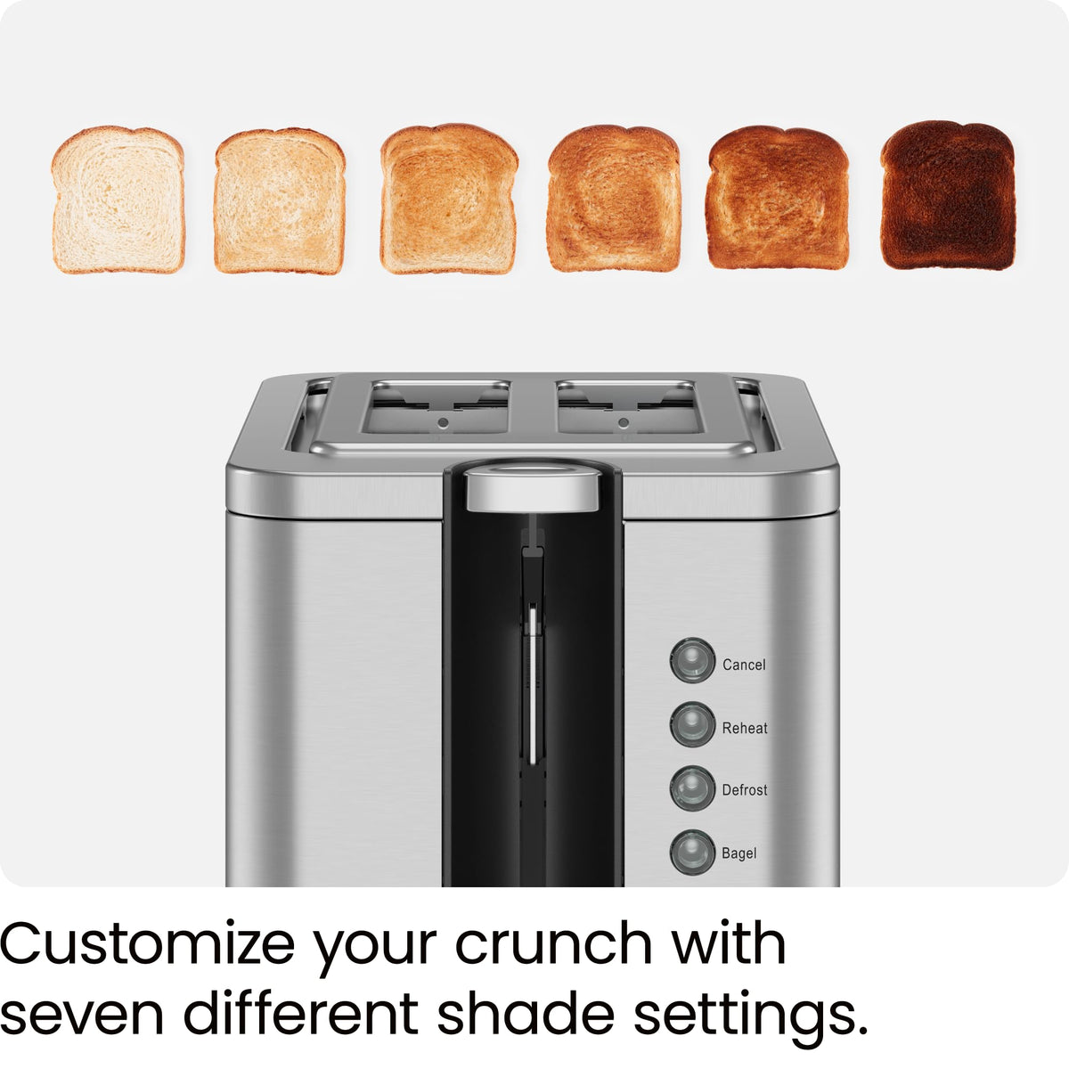 Chefman 2-Slice Pop-Up Stainless Steel Toaster, 850W, Silver
