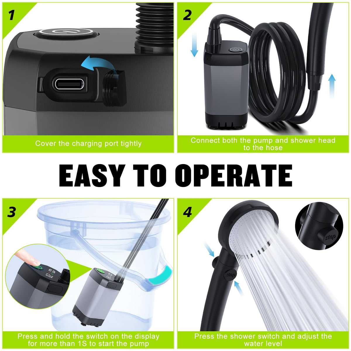 Spopal 6000mAh Rechargeable Portable Camping Shower