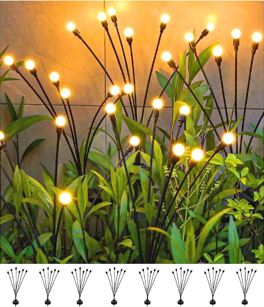 SIOTMERA 8 Count Solar Garden Lights, Outdoor Waterproof IPX5