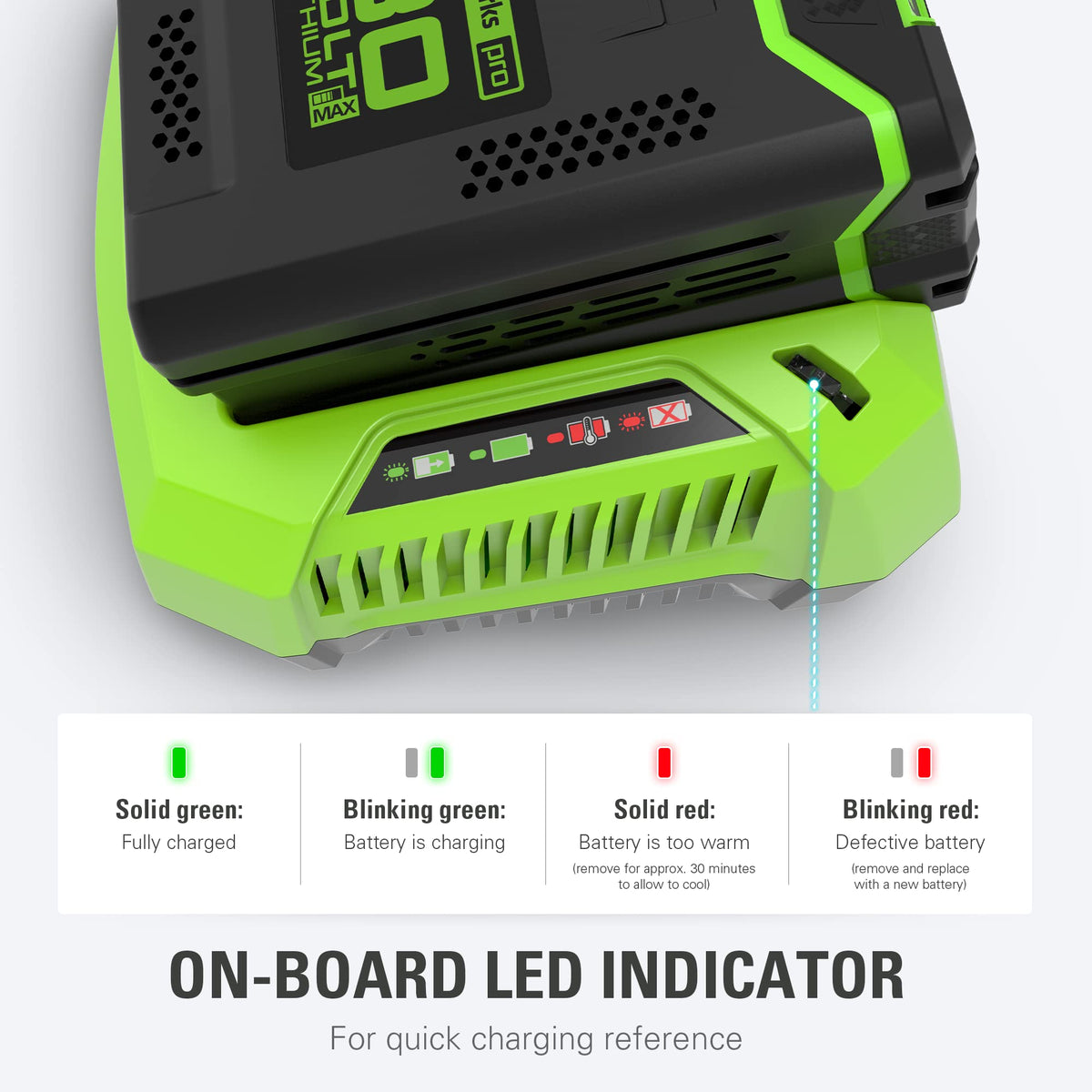 Greenworks PRO 80V Single Port Rapid Battery Charger (GCH8040)