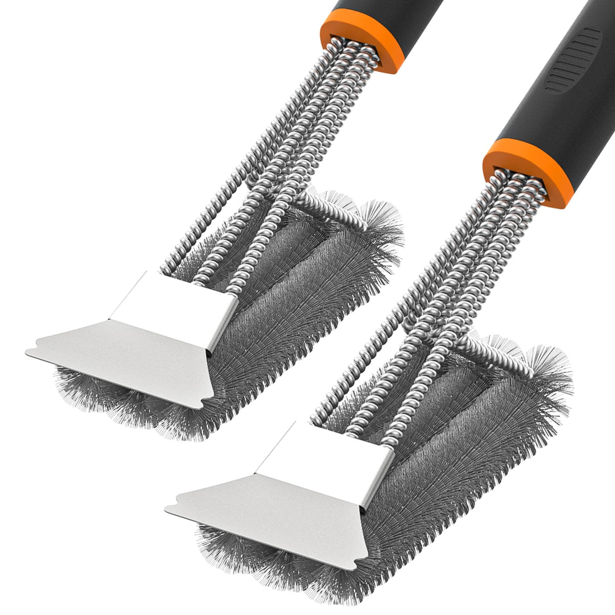 Fixmend Stainless Steel BBQ Grill Brush with Scraper, 15 Inch, 2 Pack