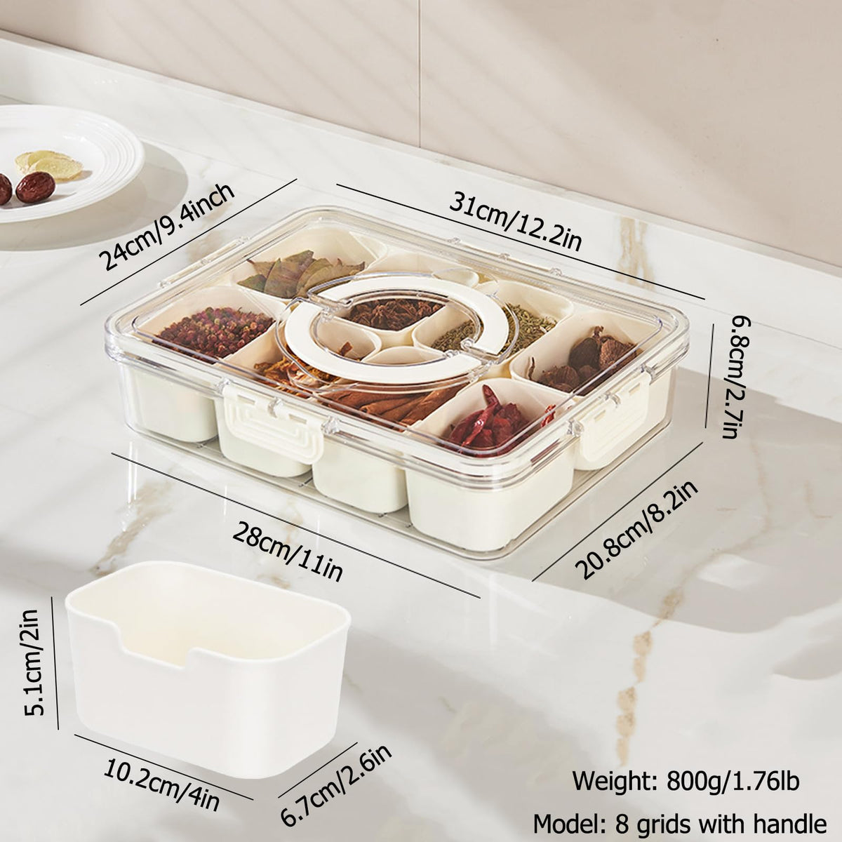 KIGITIONE Divided Snackle Box Serving Tray, 8 Compartments