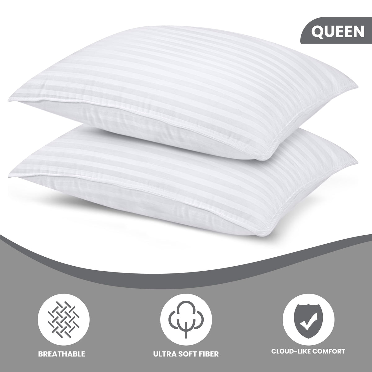 Utopia Bedding Down Alternative Bed Pillows, Queen, 2 Pack