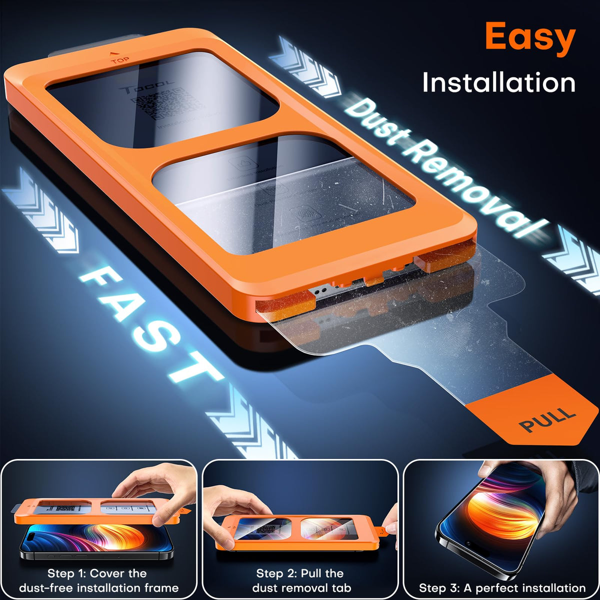 TOCOL Tempered Glass Screen Protector for iPhone 16, 2 Pack