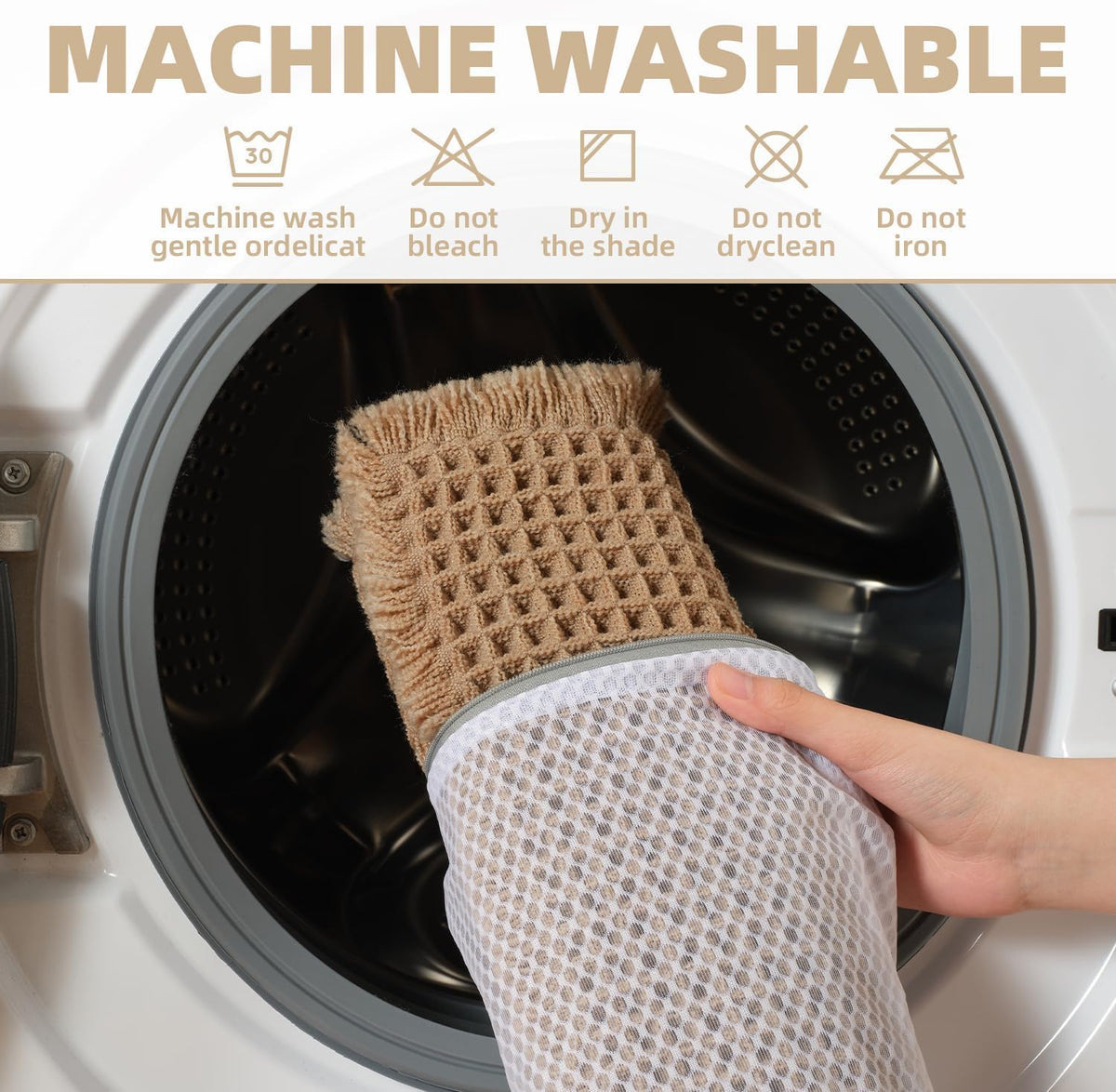 Rvolst Waffle Woven Bath Mat, Non Slip, Washable, 46x77cm, Brown