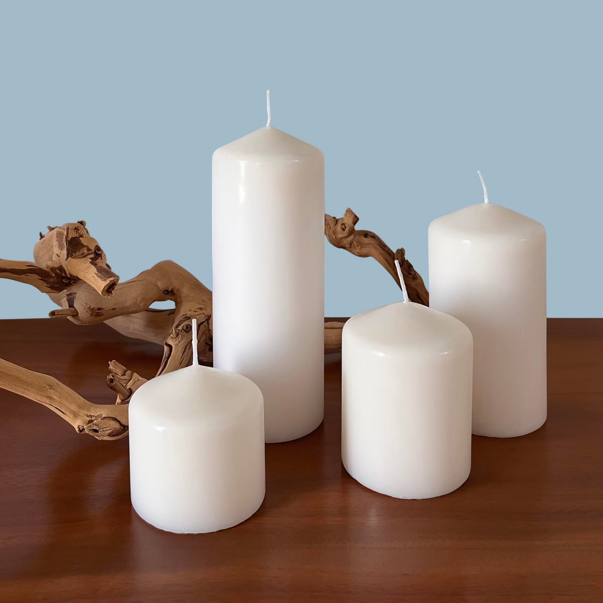 Stonebriar Unscented White Tall Pillar Candles, 3" x 6", 6 Count
