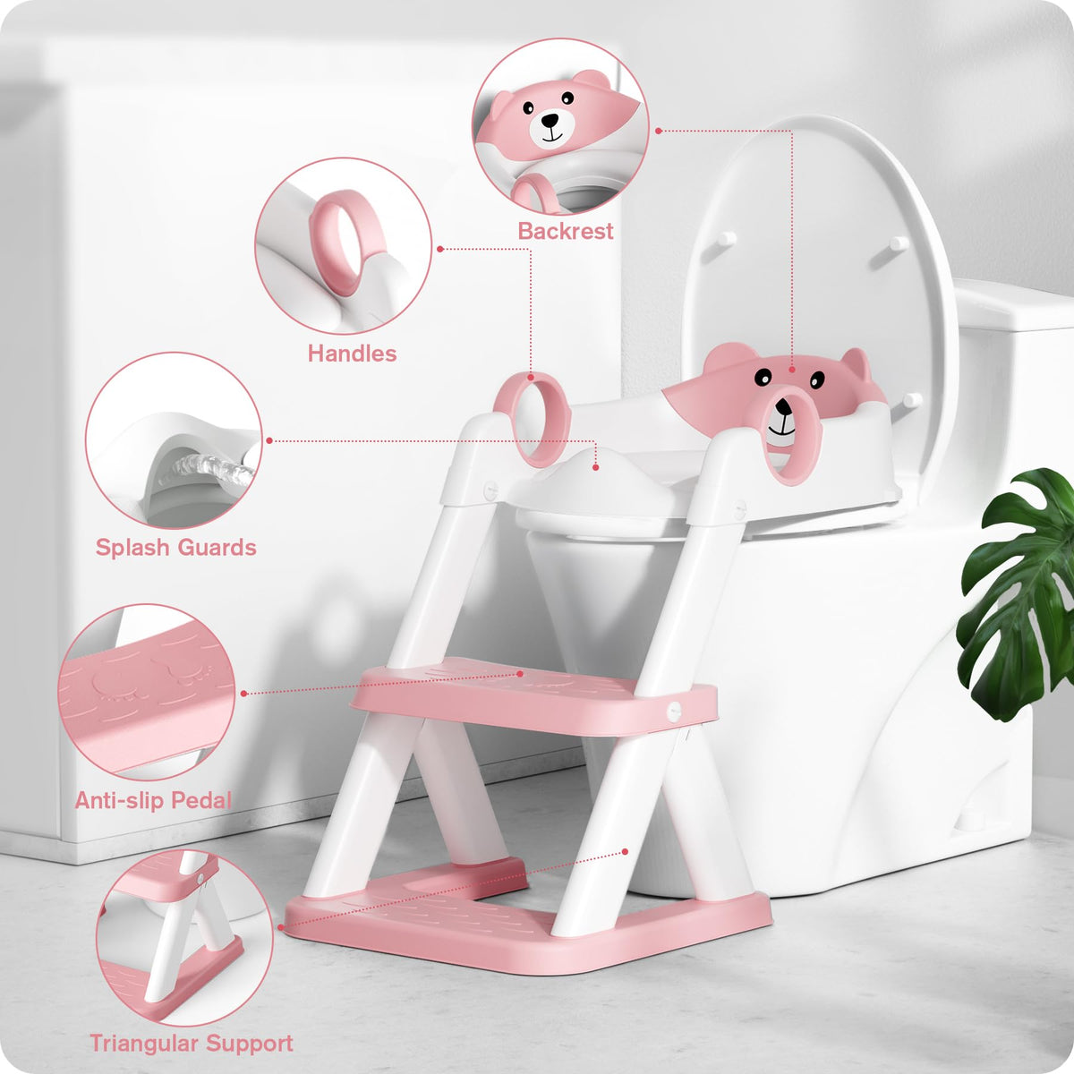 Rabb 1st 2-in-1 Potty Training Seat with Step Stool, Pink