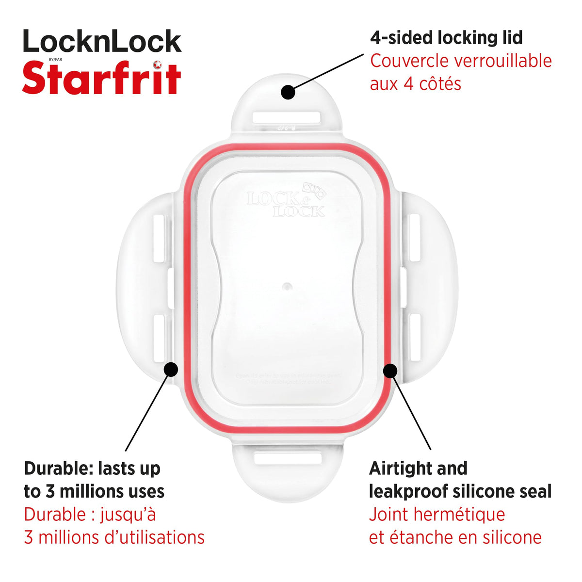Starfrit LocknLock Plastic Pantry Container with Wheels, 406oz/12L
